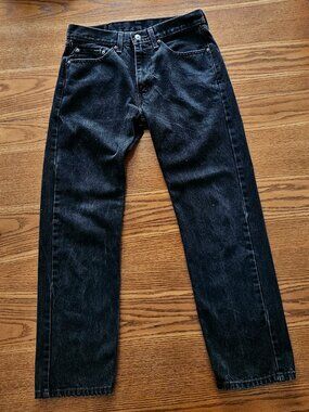 Levi’s 505 Straight ‑ Leg Jeans – Black Denim, 100% Cotton (W32 X L30)